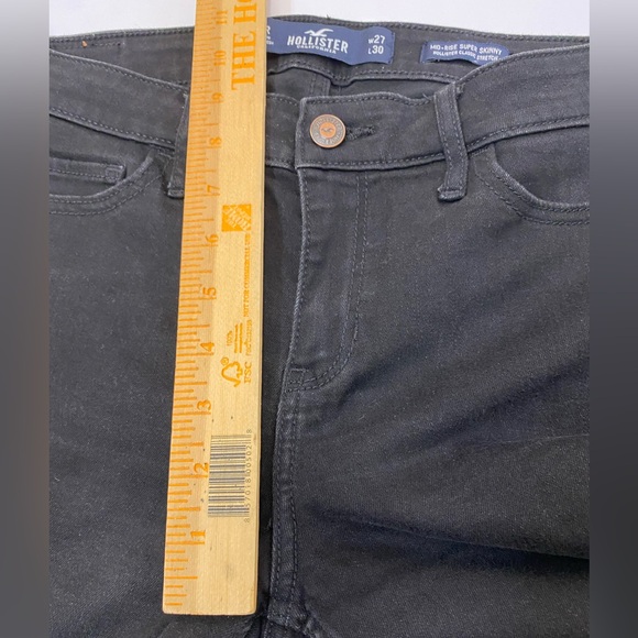 Hollister Distressed Mid Rise Super Skinny Classic Stretch Black Jeans size 5R - Picture 11 of 13